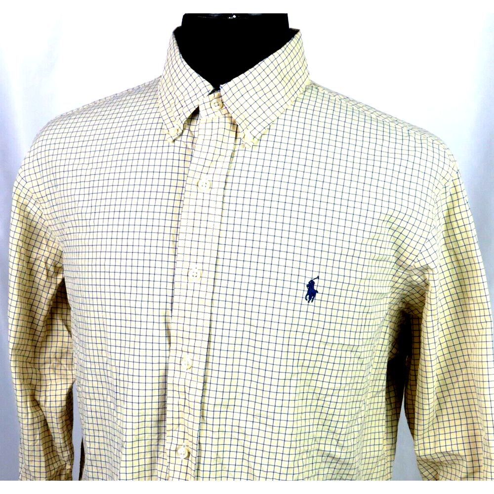 Men's Polo Ralph Lauren Custom Slim Fit Check Button Up Dress Shirt 17-34/35